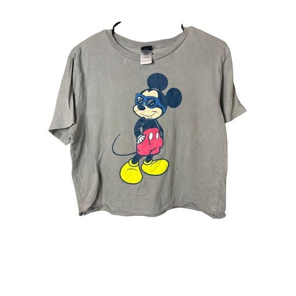 Disney Women's Light Gray Mickey Mouse Crop top - Picture 2 of 6